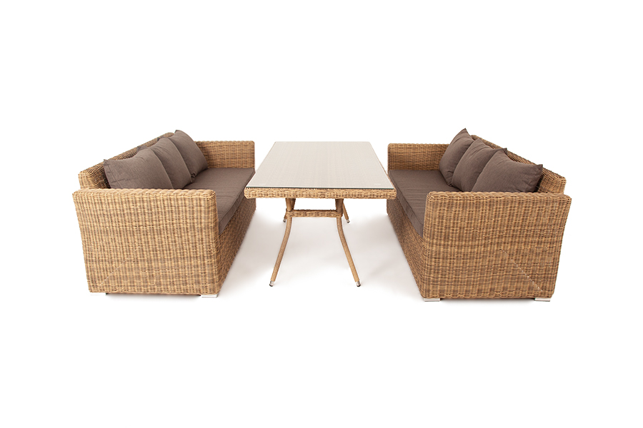 фото "мокко дабл" обеденная группа из искусственного ротанга, цвет соломенный