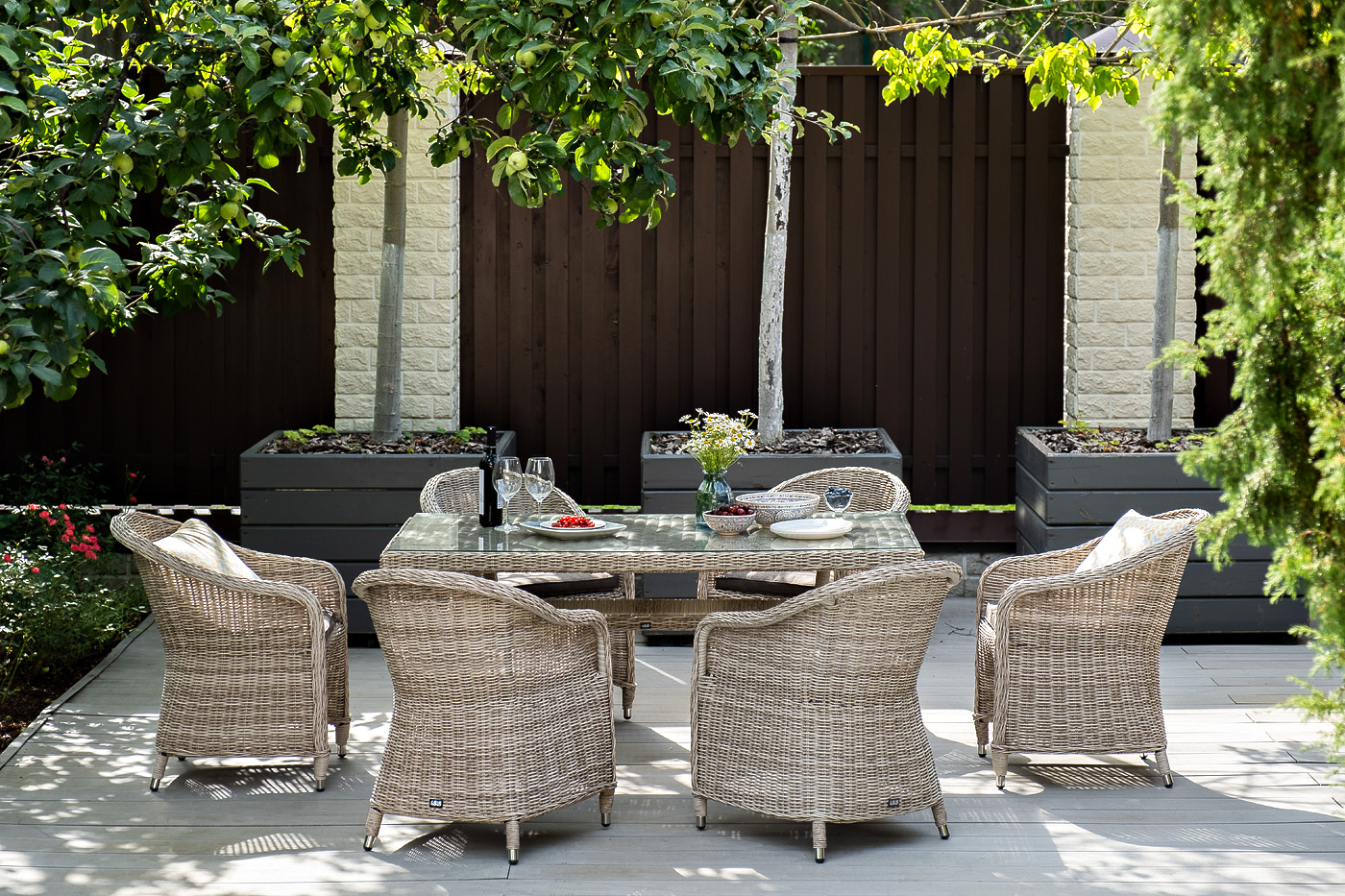 фото "эспрессо" обеденная группа плетеная, цвет бежевый