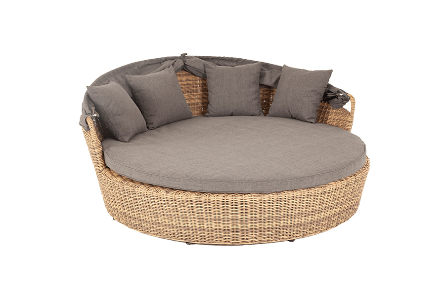 фото "стильяно" плетеная кровать круглая, цвет соломенный