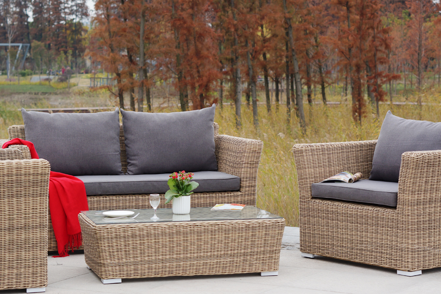 фото "капучино сингл" лаунж-зона из искусственного ротанга, цвет соломенный