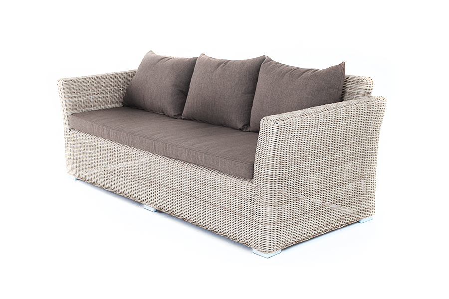 фото "капучино" диван из искусственного ротанга трехместный, цвет бежевый