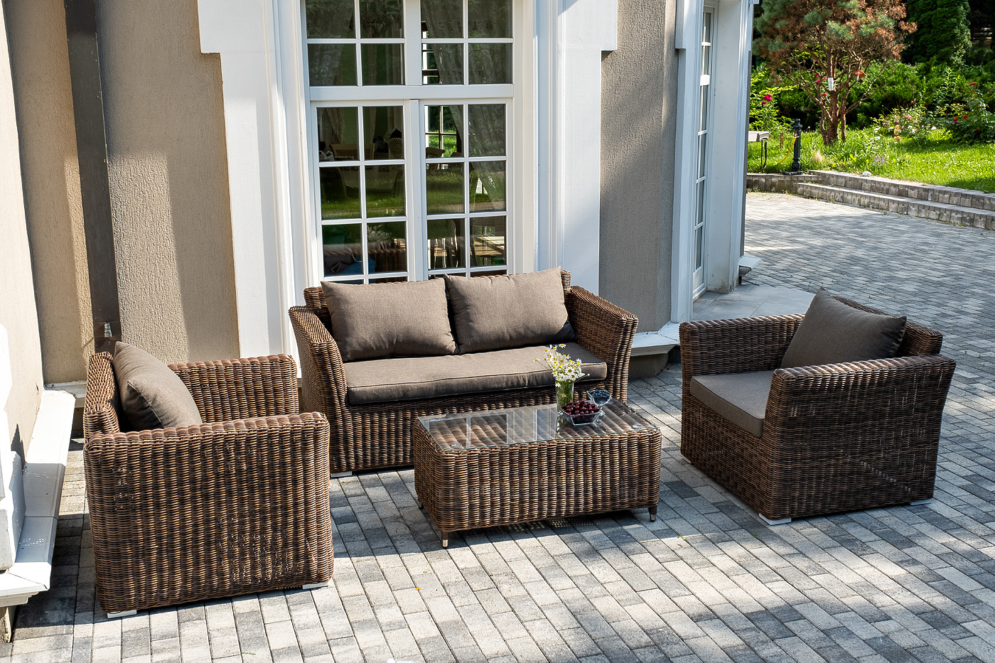 фото "капучино сингл" лаунж-зона из искусственного ротанга, цвет коричневый