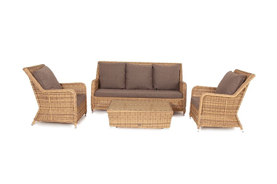 фото "гляссе" лаунж-зона из искусственного ротанга, цвет соломенный