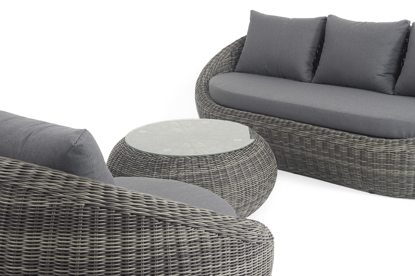 фото "барселона" лаунж-зона из искусственного ротанга, цвет графит