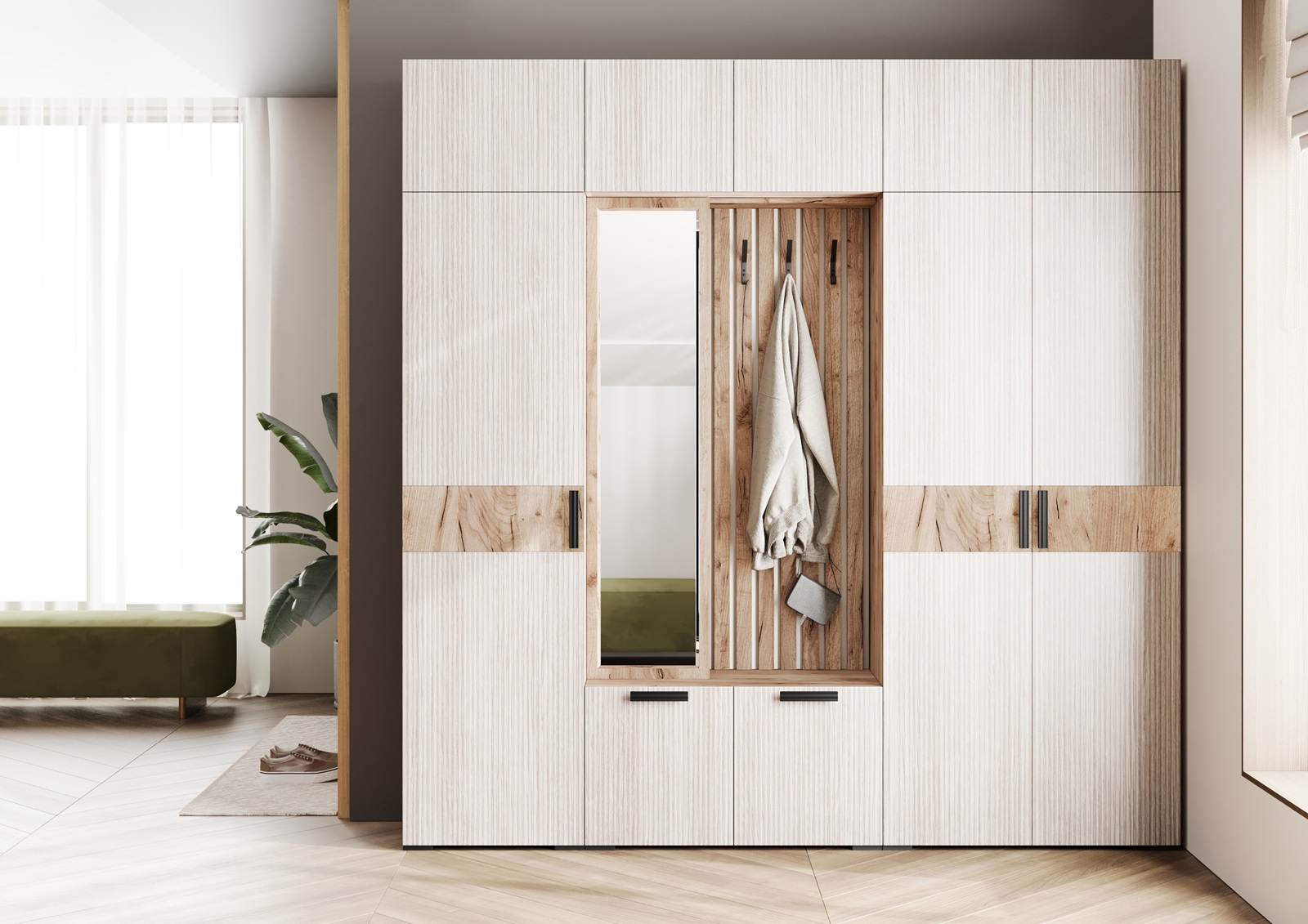 Шкаф 1-дверный с вешалкой и полками ПБ-01 Берта 