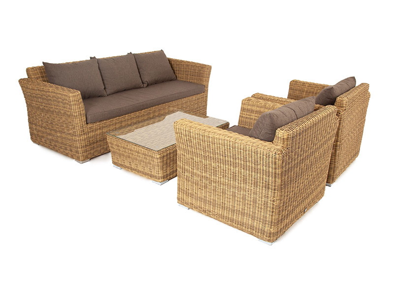 фото "капучино" лаунж-зона из искусственного ротанга, цвет соломенный