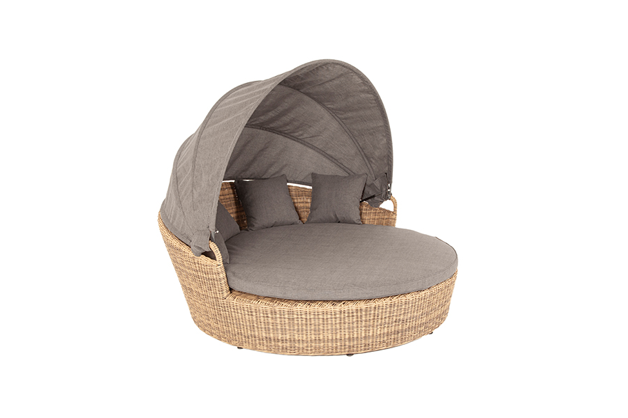 фото "стильяно" плетеная кровать круглая, цвет соломенный