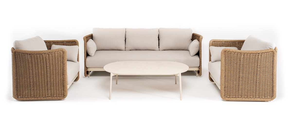 фото "аликанте" лаунж-зона из искусственного ротанга, цвет соломенный (к)