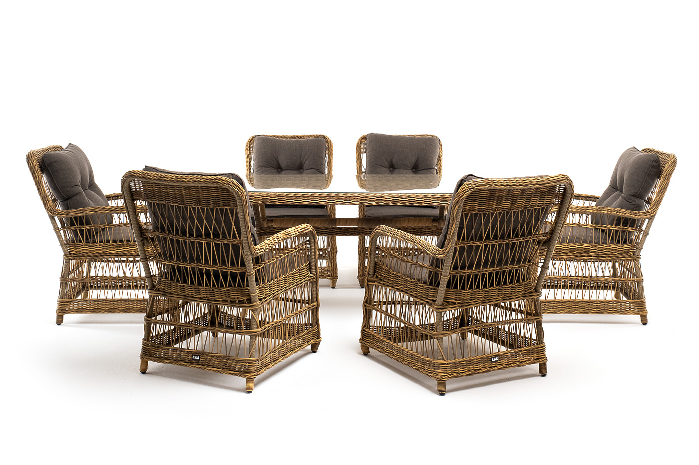 фото "цесена" обеденная группа плетеная из искусственного ротанга, цвет соломенный