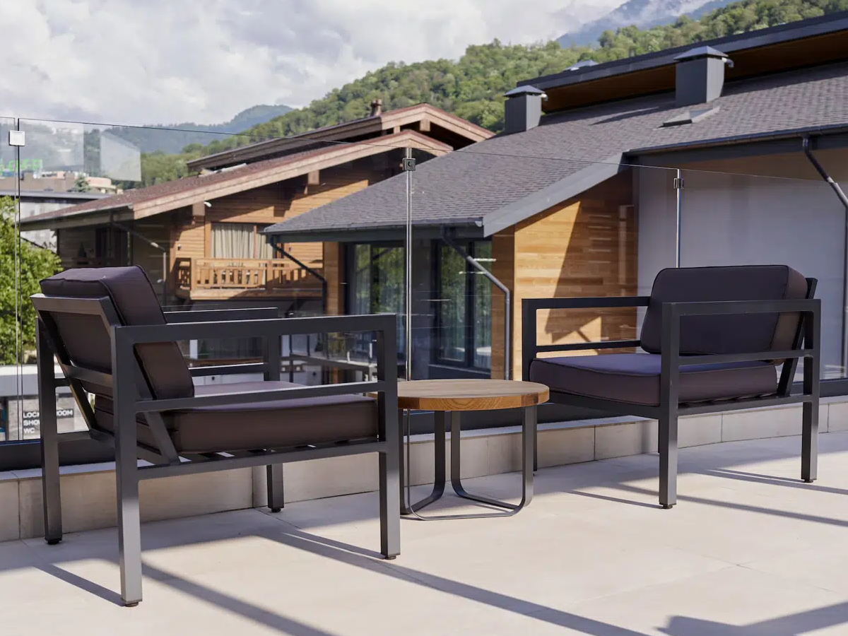 фото "эстелья" кресло, каркас алюминий темно-серый (ral7024) муар, ткань темно-серая 027