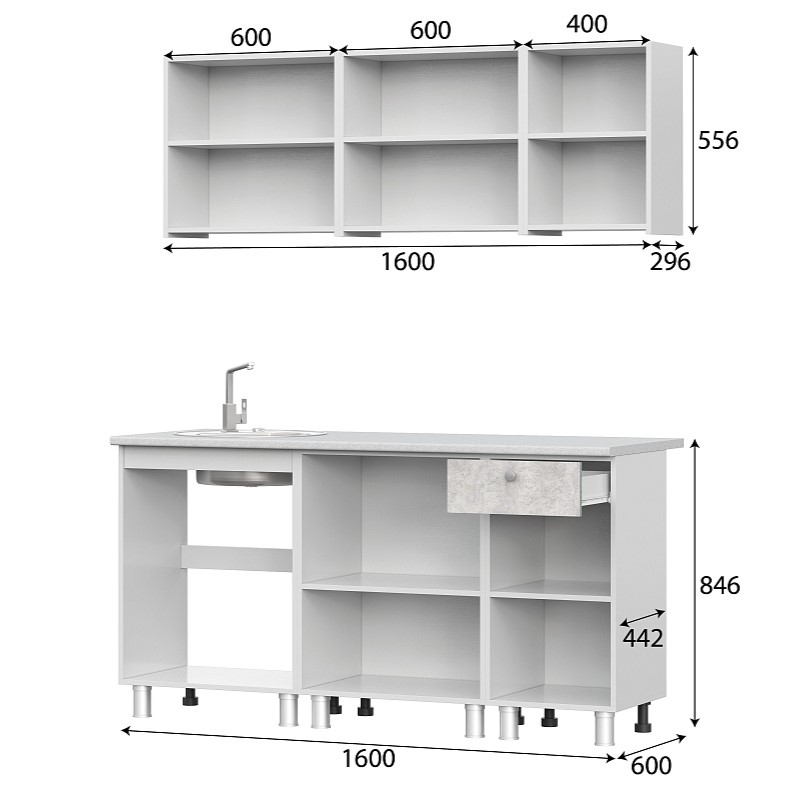 Кухонный гарнитур 1600 КГ - 1  Кухонный гарнитур 1600 КГ - 1