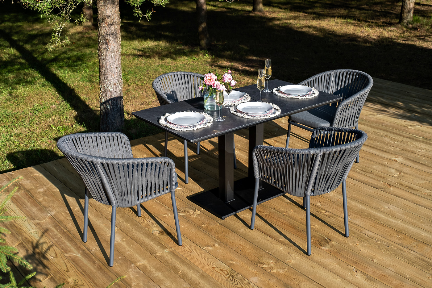 фото "каффе дабл" обеденная группа на 4 персоны, цвет "серый гранит"