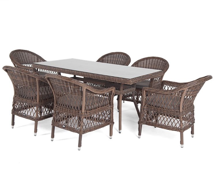 фото "амароне" обеденная группа из искусственного ротанга на 6 персон, цвет коричневый