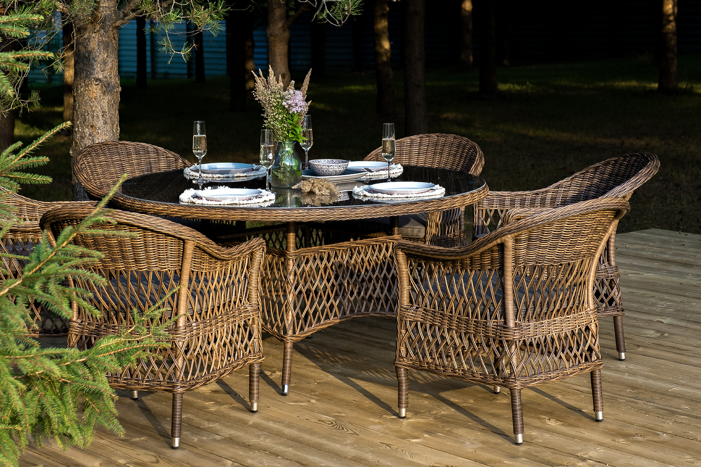 фото "эспрессо–150 s" обеденная группа плетеная, цвет коричневый