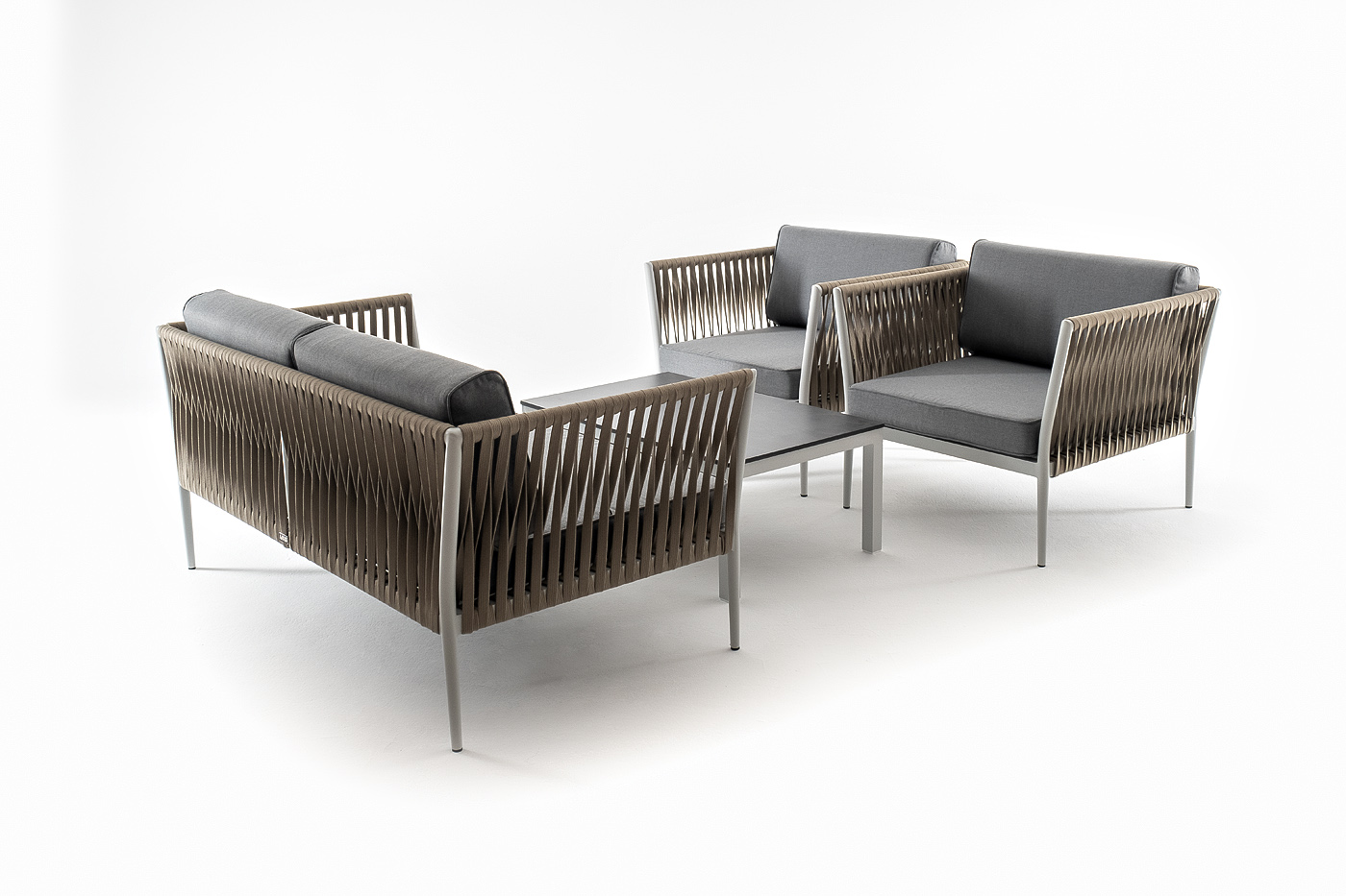 фото "касабланка" лаунж-зона плетеная из роупа 4-местная, цвет серый