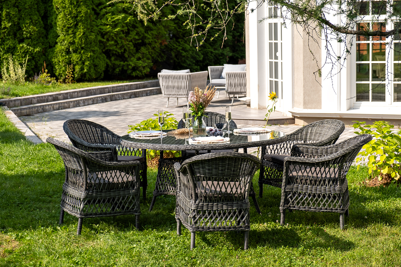 фото "эспрессо–150 s" обеденная группа плетеная, цвет графит