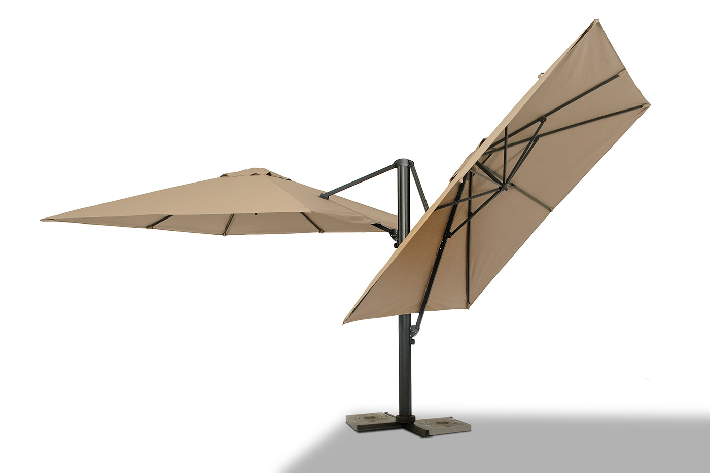 фото "фабриано" зонт двухкупольный 3x3м на алюминиевой опоре, тент темно-серый