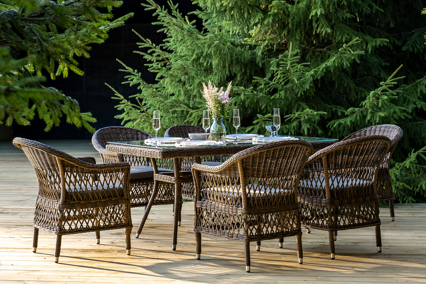 фото "амароне" обеденная группа из искусственного ротанга на 6 персон, цвет коричневый