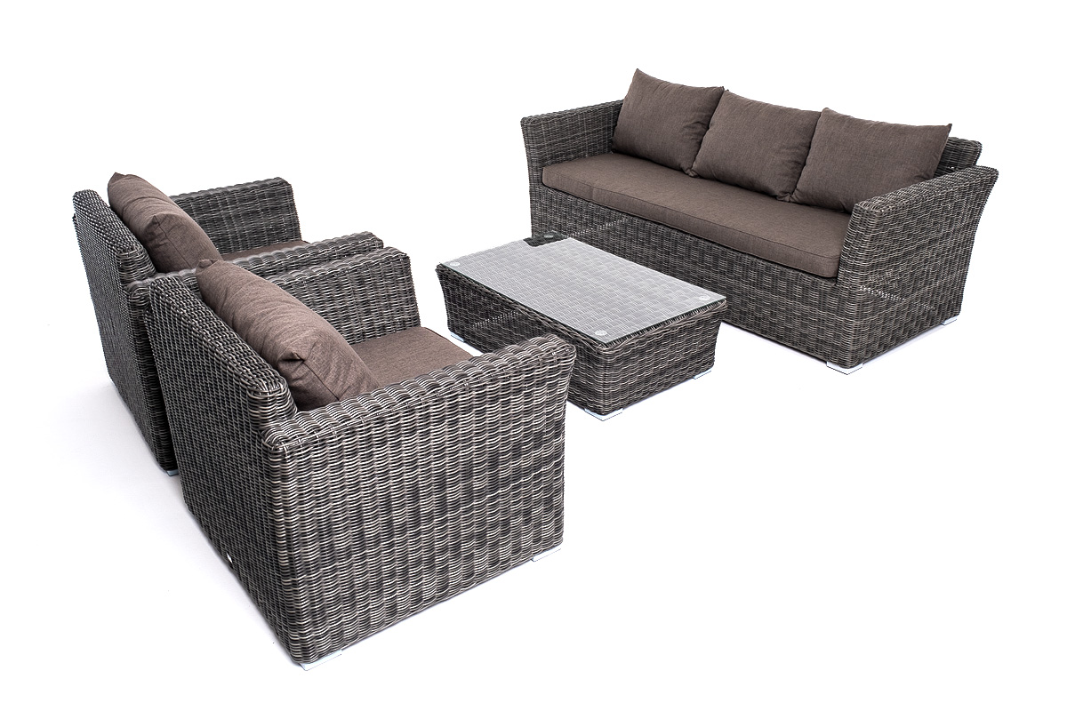 фото "капучино" лаунж-зона из искусственного ротанга, цвет графит