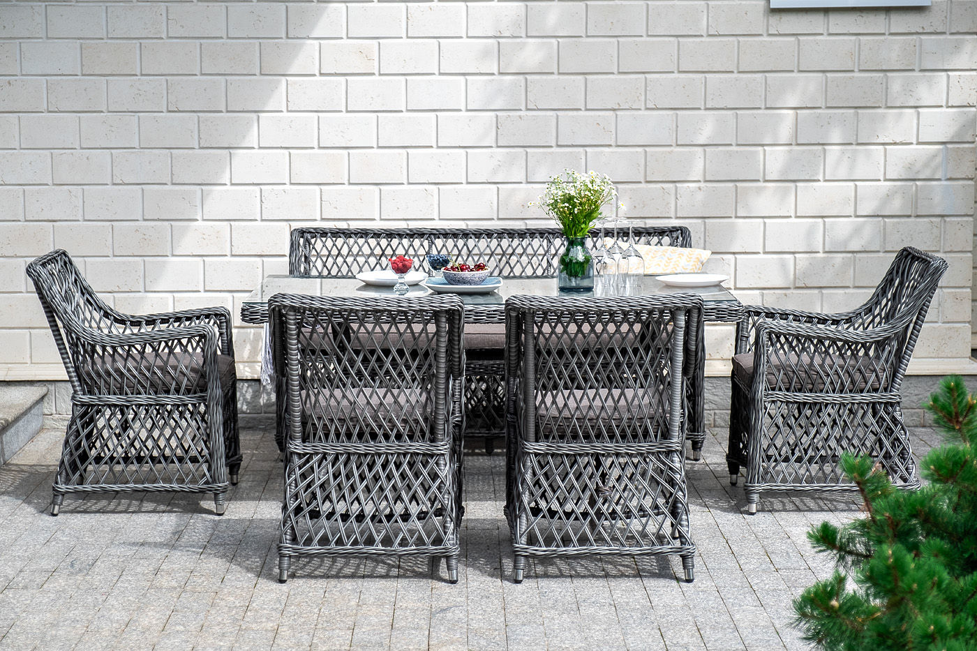 фото "латте" плетеный стол из искусственного ротанга 160х90см, цвет графит