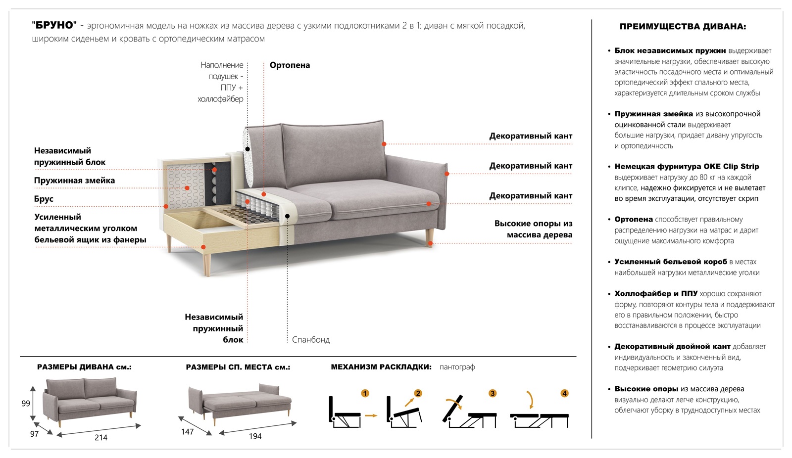 фото диван прямой бруно