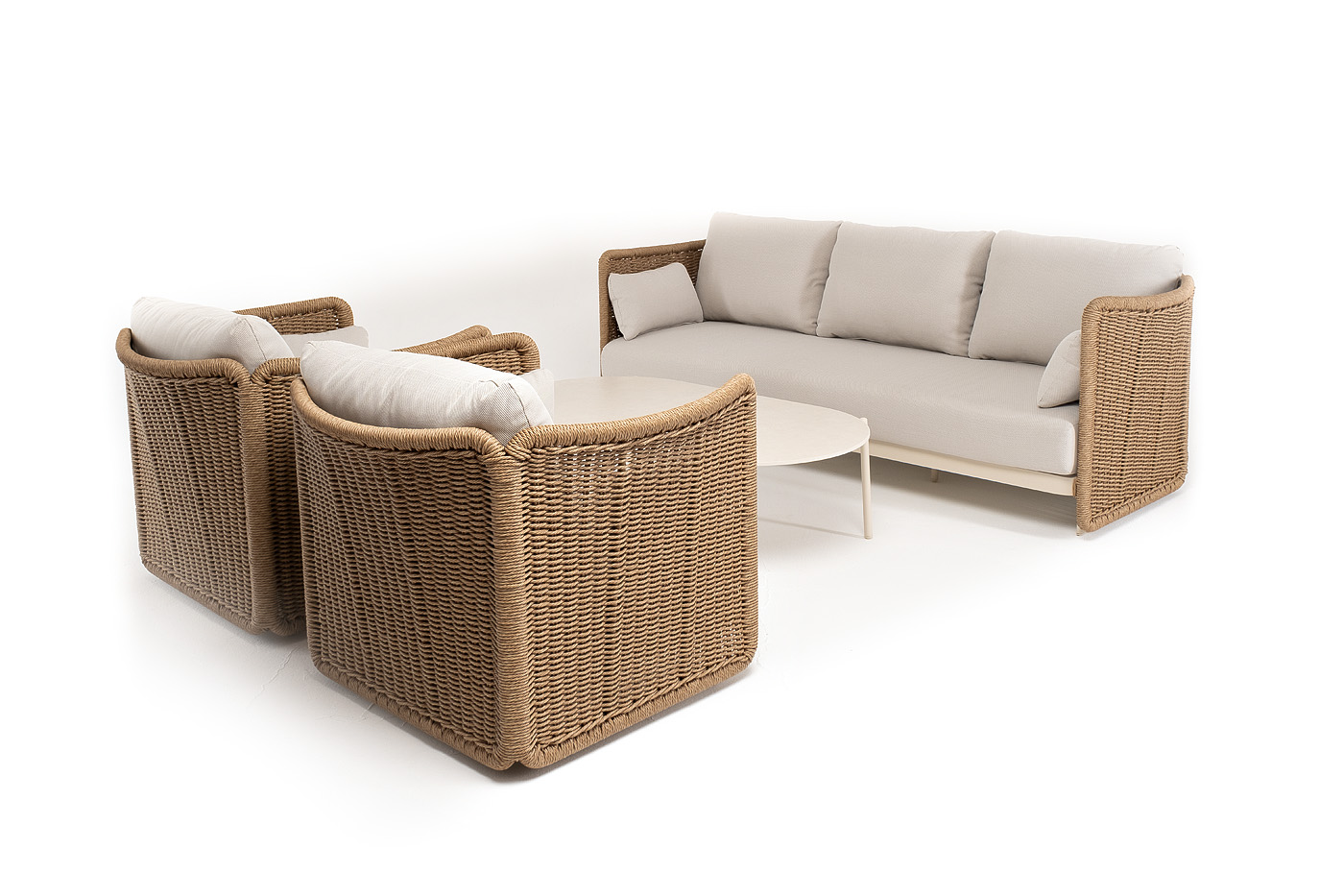 фото "аликанте" лаунж-зона из искусственного ротанга, цвет соломенный (к)