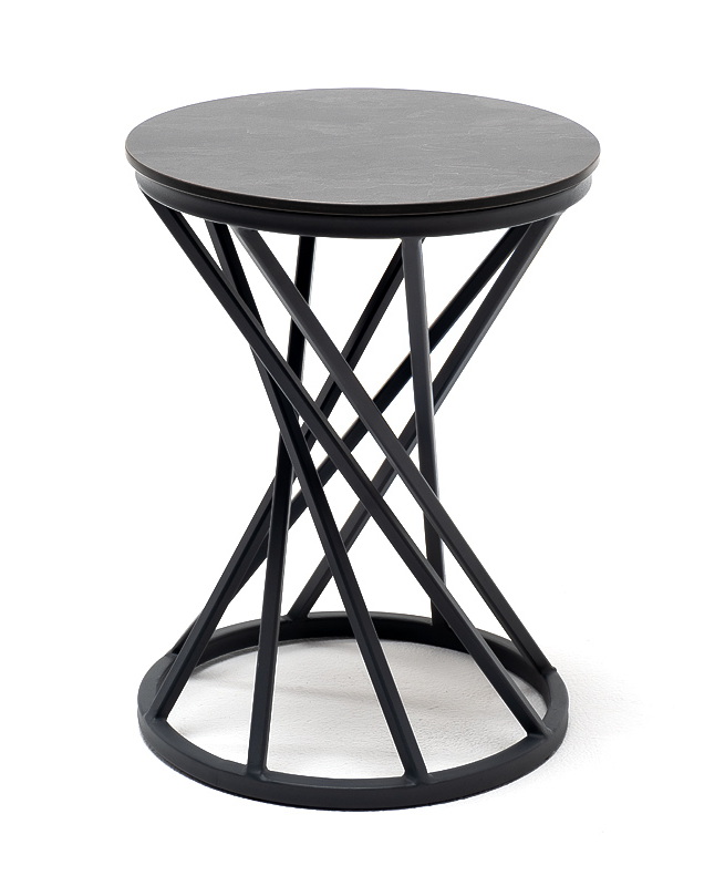 фото "сантьяго" журнальный стол из hpl круглый ø40 h55, каркас из стали темно-серый (ral 7024), цвет столешницы "серый гранит"