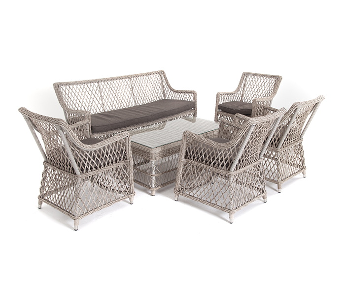 фото "асти" лаунж-зона из искусственного ротанга на 6 персоны, цвет бежевый