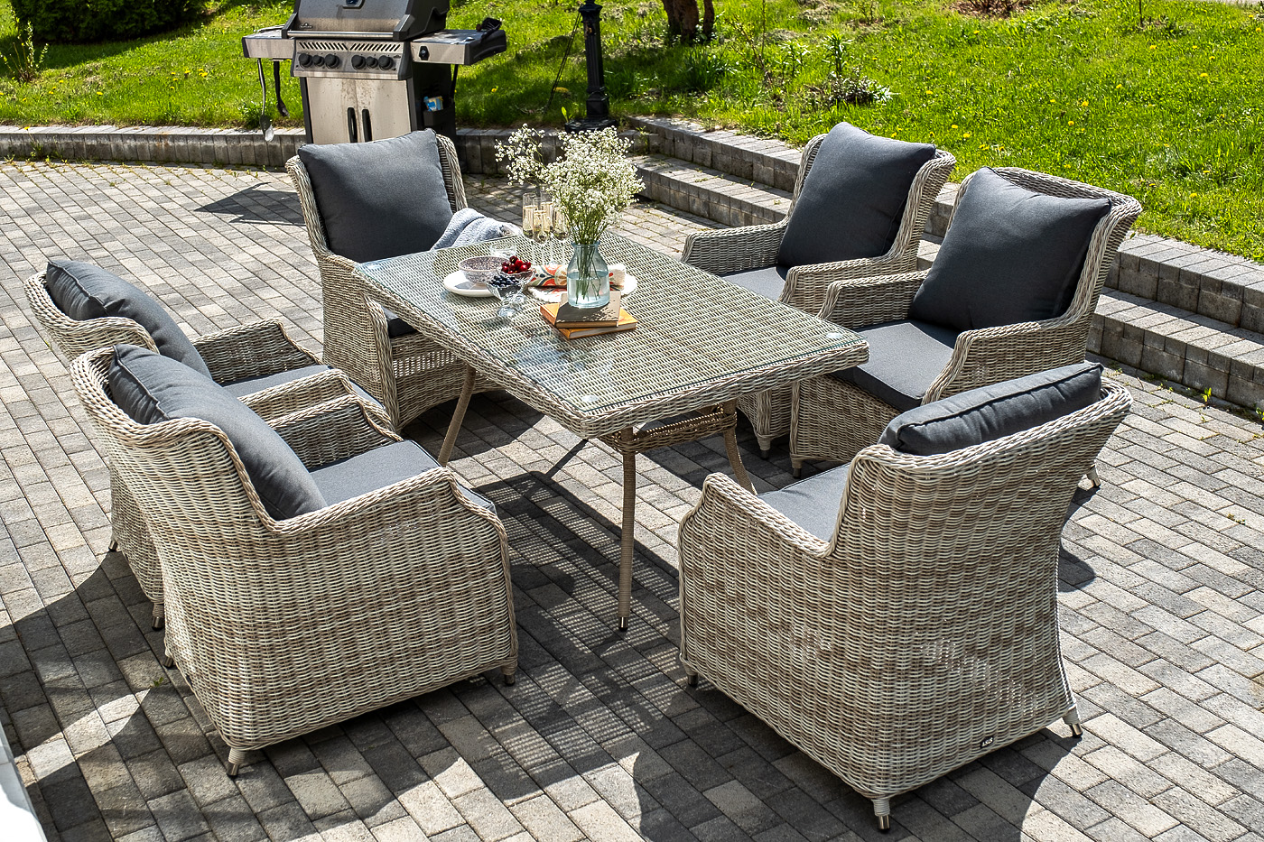 фото "неаполь" обеденная группа плетеная из искусственного ротанга, цвет соломенный