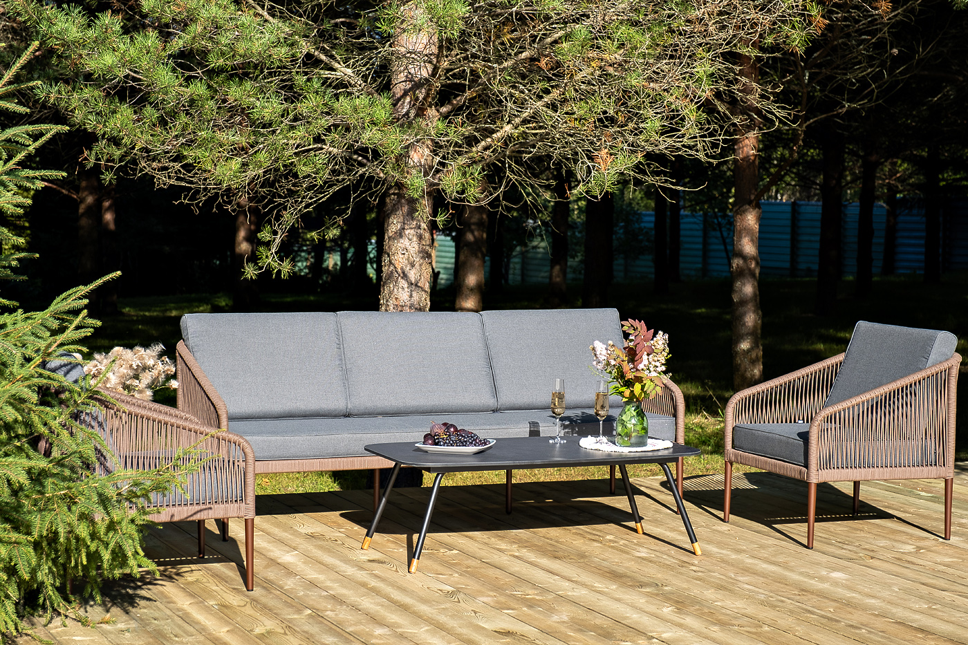 фото "канны" лаунж-зона 5-местная плетеная из роупа (веревки), роуп коричневый