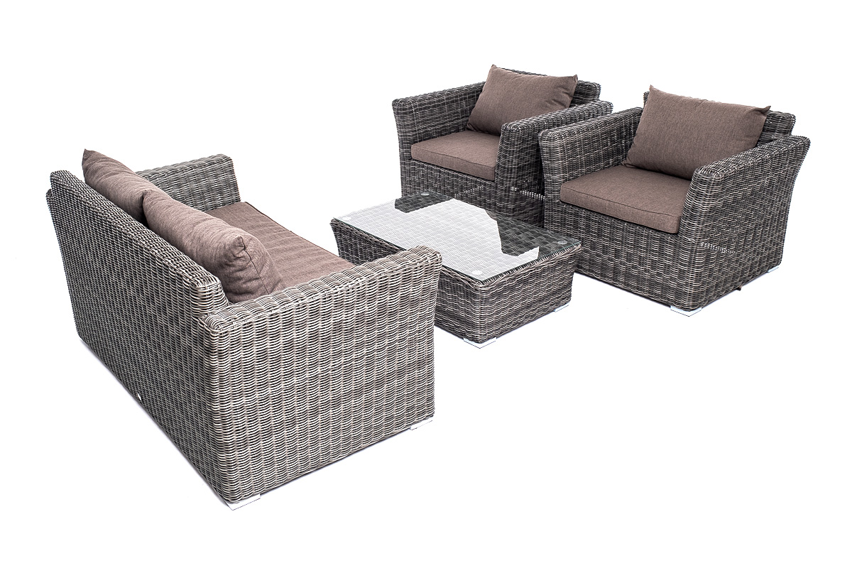 фото "капучино сингл" лаунж-зона из искусственного ротанга, цвет графит