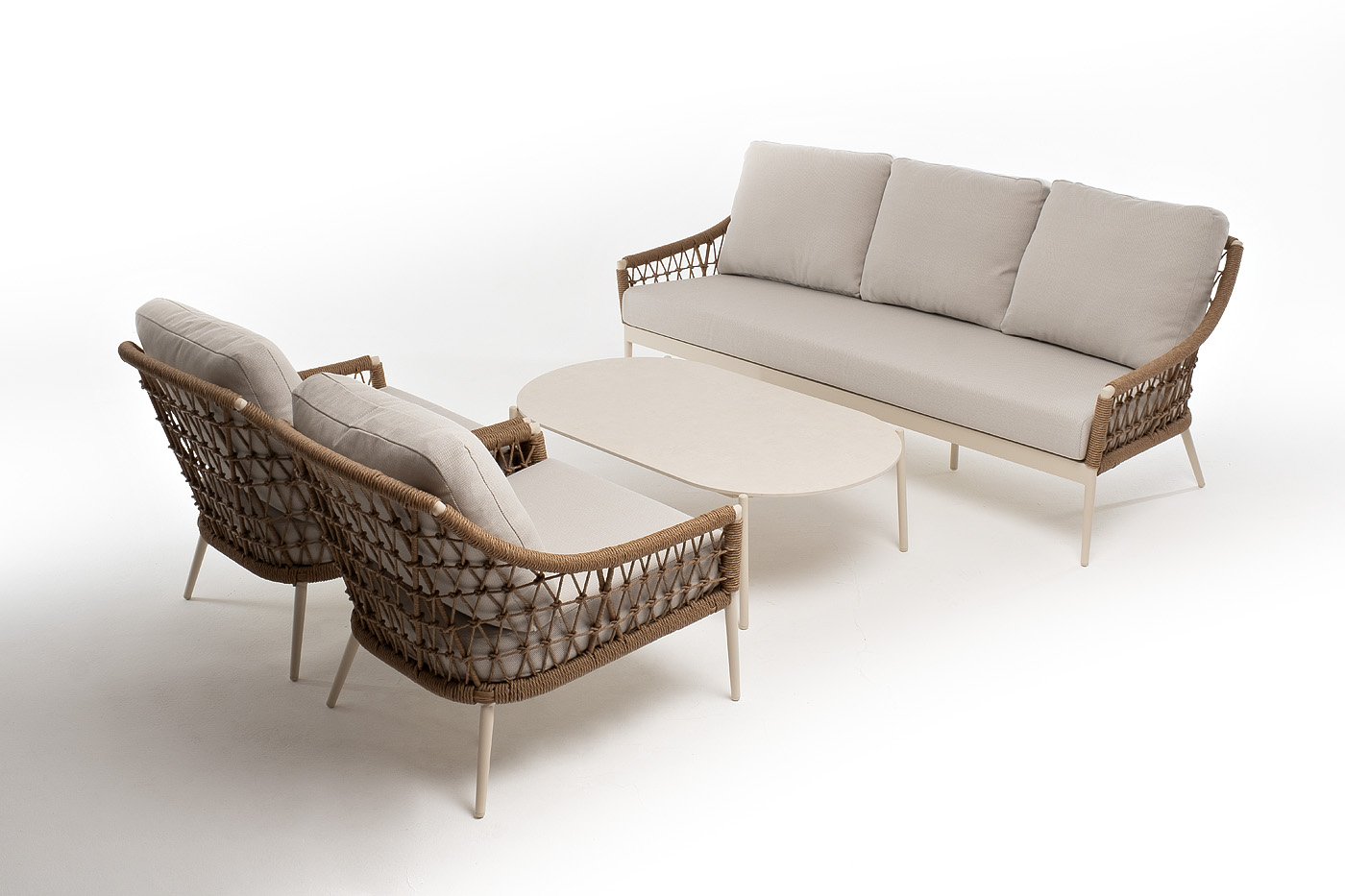 фото "венеция" лаунж-зона из искусственного ротанга, цвет соломенный