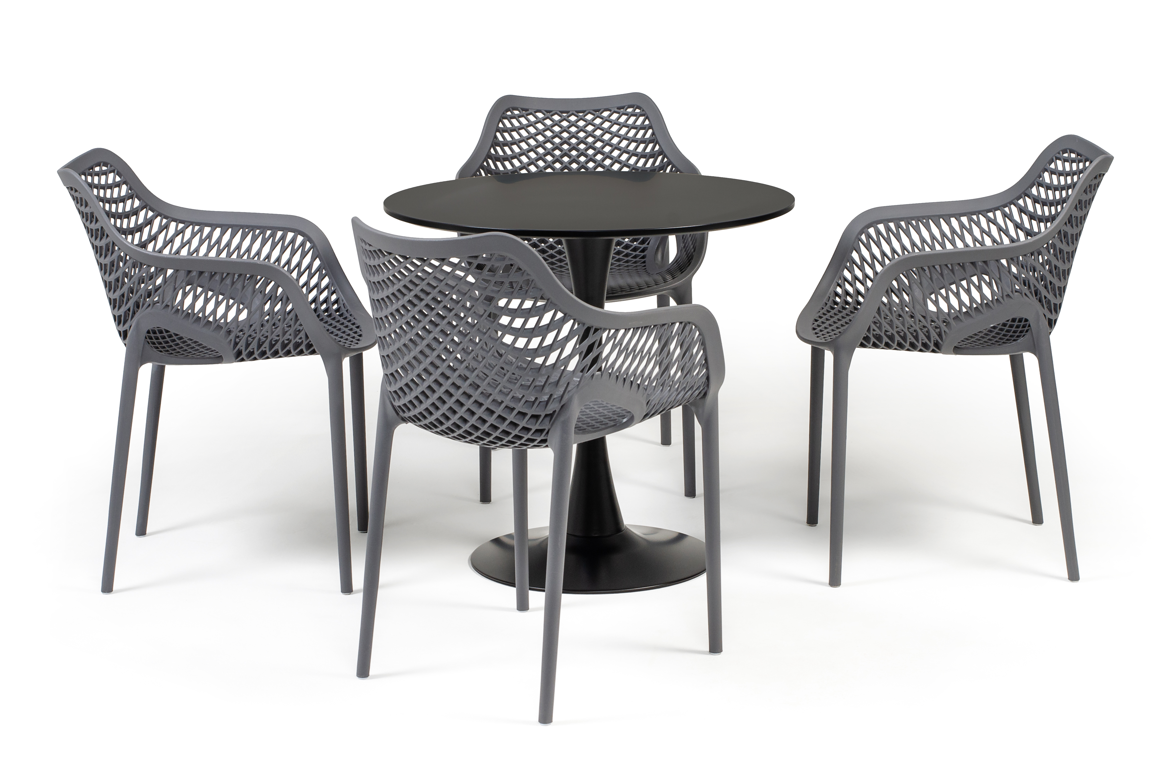 фото "беллини" обеденная группа на 4 персоны, цвет темно-серый