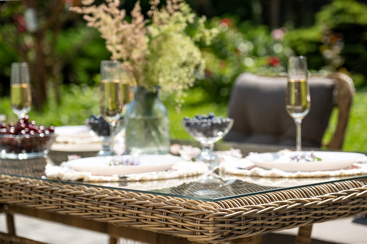 фото "цесена" обеденная группа плетеная из искусственного ротанга, цвет соломенный