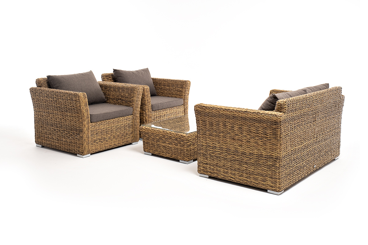 фото "капучино сингл" лаунж-зона из искусственного ротанга (гиацинт), цвет соломенный