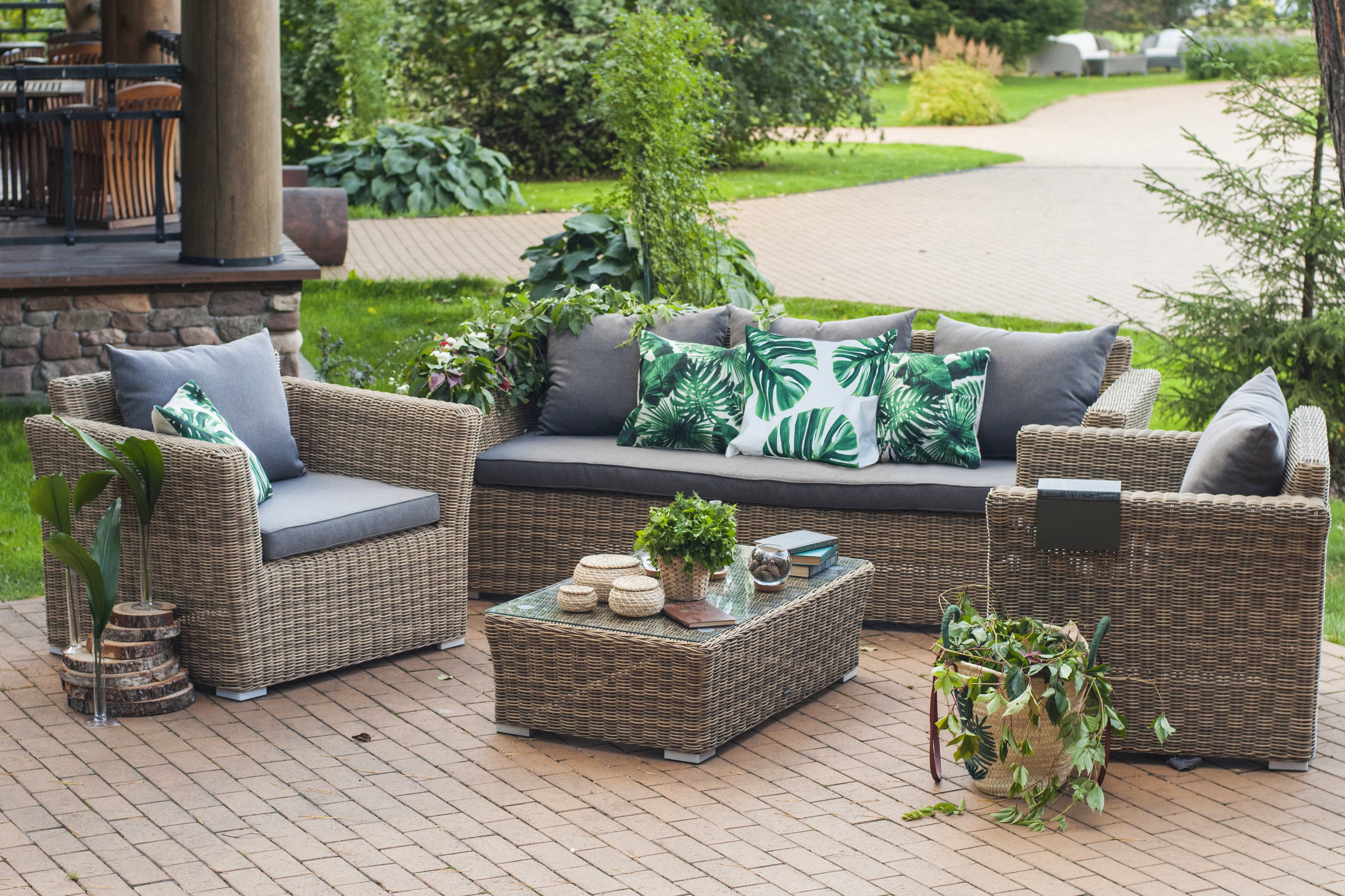 фото "капучино" журнальный столик из искусственного ротанга, цвет соломенный