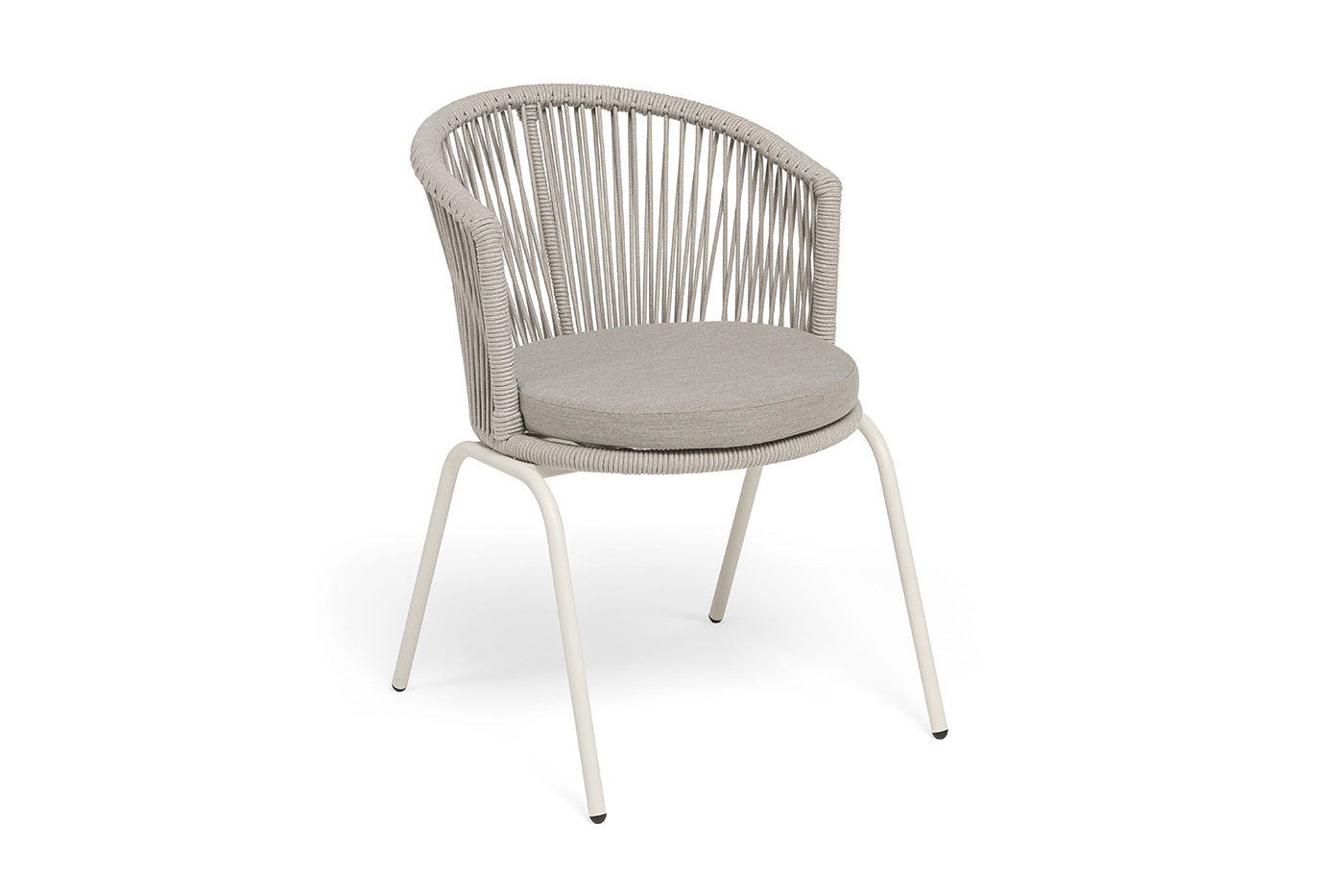 фото "люксембург" стул плетеный из роупа, каркас из стали (ral1013) муар, роуп бежевый круглый, ткань бежевая 15052