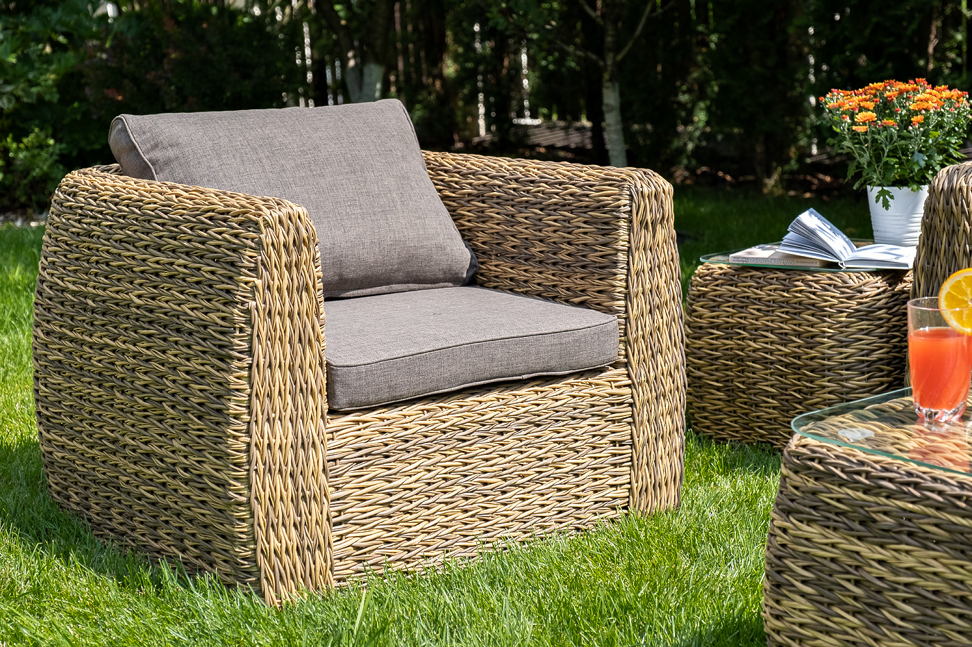 фото "кальяри" кресло из искусственного ротанга (гиацинт), цвет соломенный