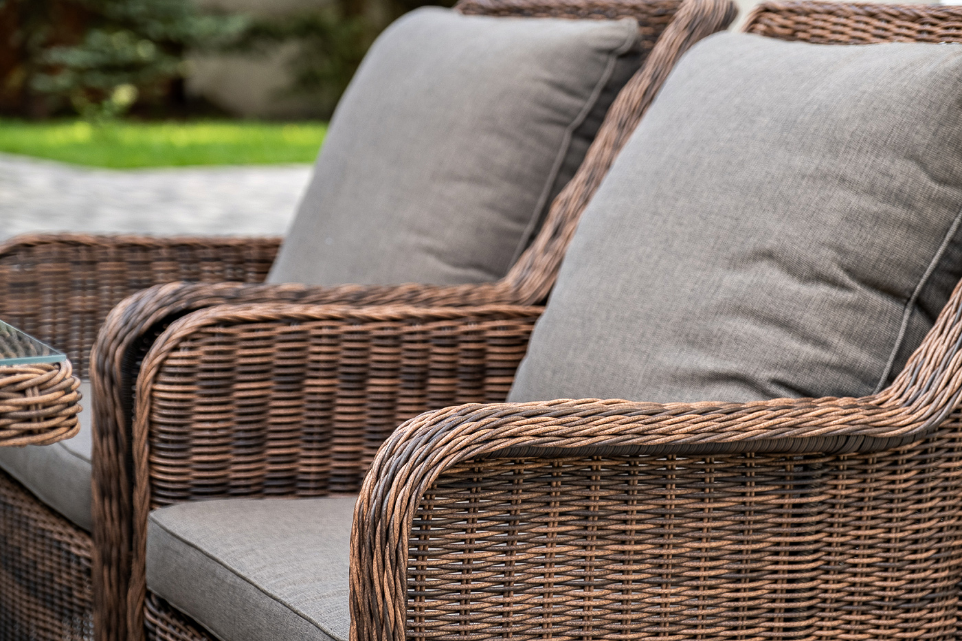 фото "гляссе" обеденная группа из искусственного ротанга, цвет коричневый