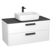 Тумба Orta 100 с накл.ум-к., с 2-мя ящ., подвесная белая