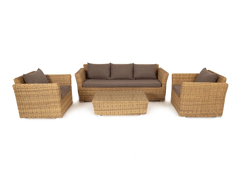 фото "капучино" лаунж-зона из искусственного ротанга, цвет соломенный