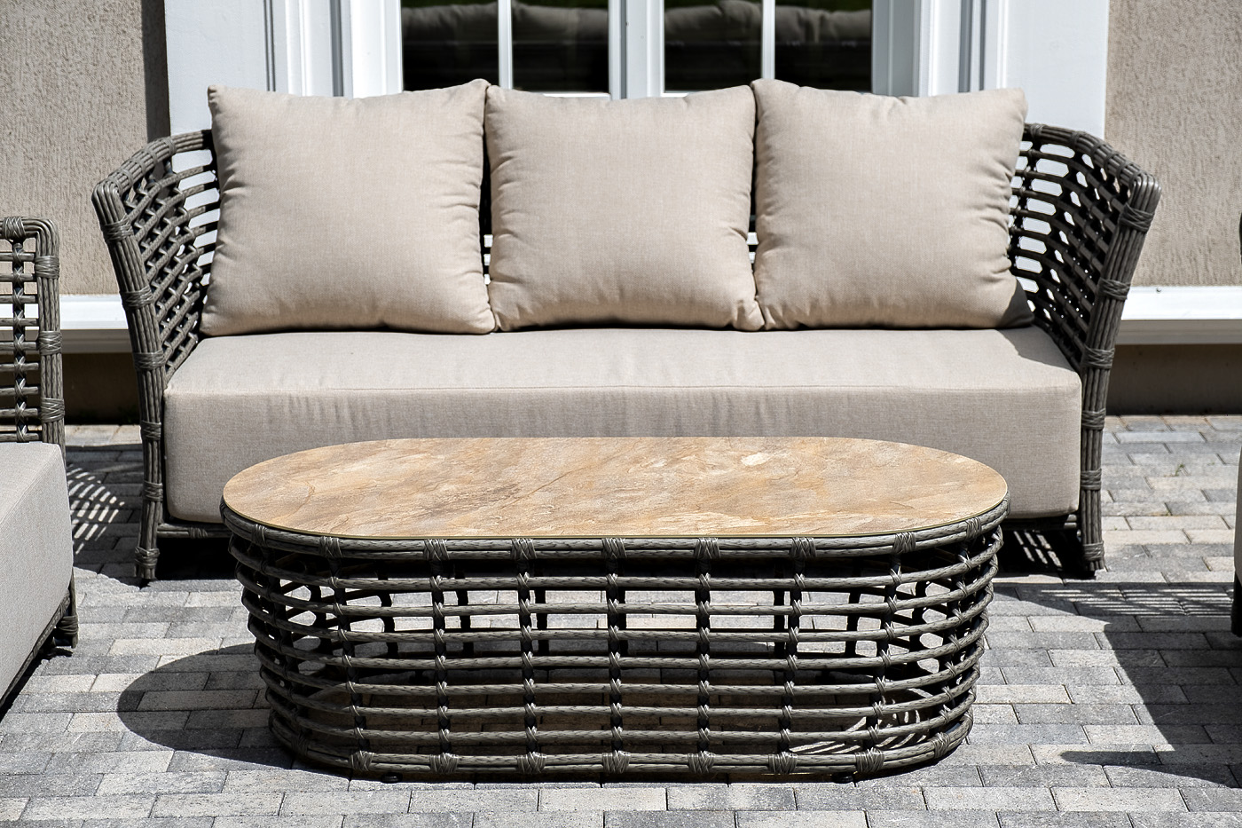 фото "валенсия" лаунж-зона из искусственного ротанга, цвет серый