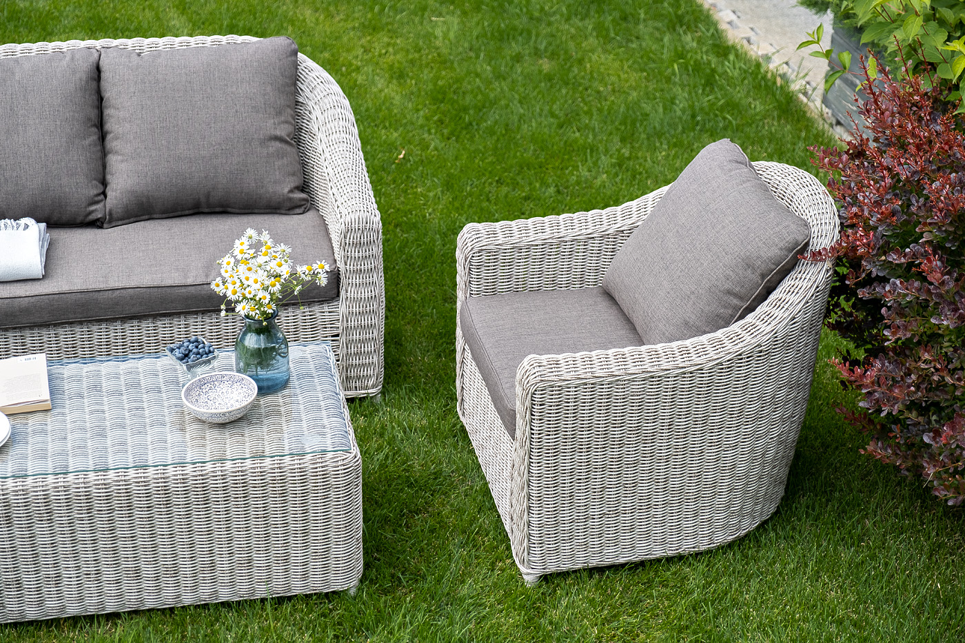 фото "кон панна" лаунж-зона из искусственного ротанга, цвет бежевый