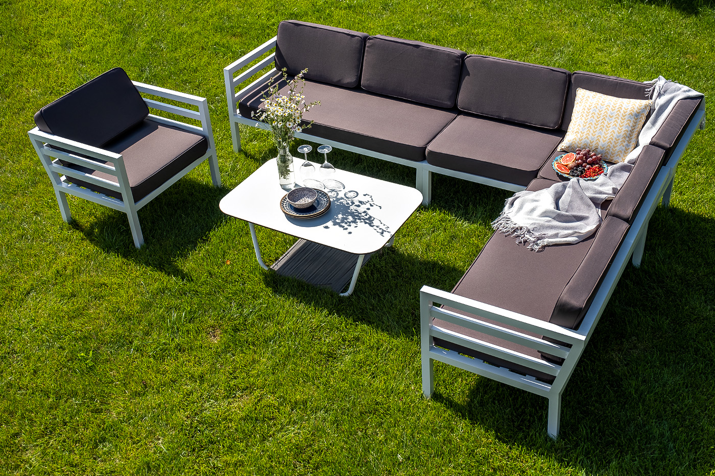 фото "глория" модуль диванный левый, каркас из алюминия