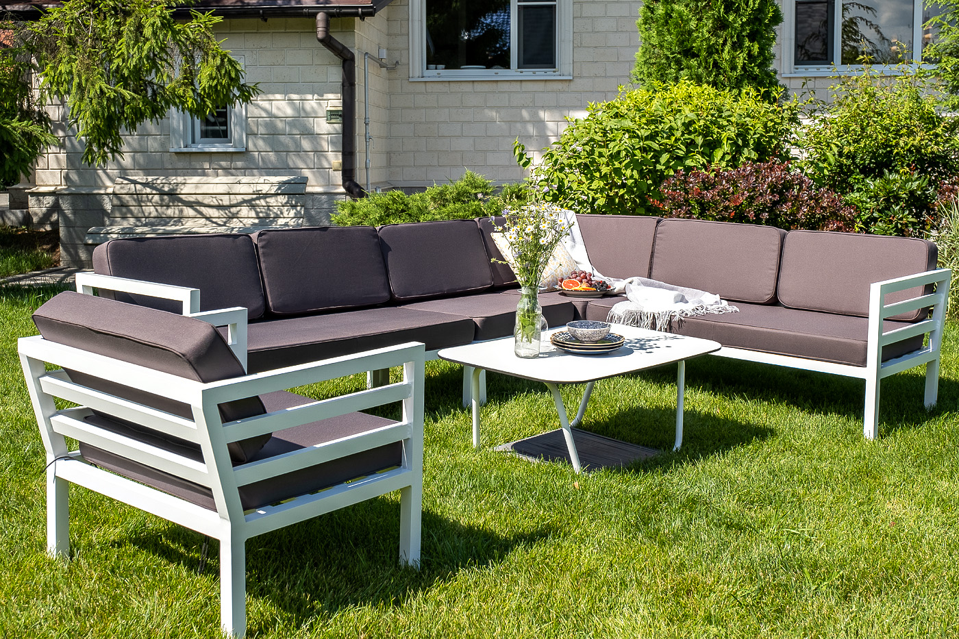 фото "глория" модуль диванный правый, каркас из алюминия