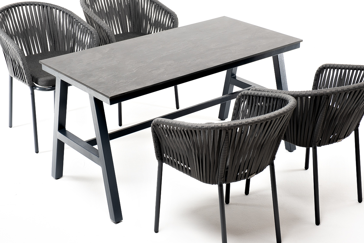 фото "рио" обеденная группа на 4 персоны, стол hpl "серый гранит", цвет серый