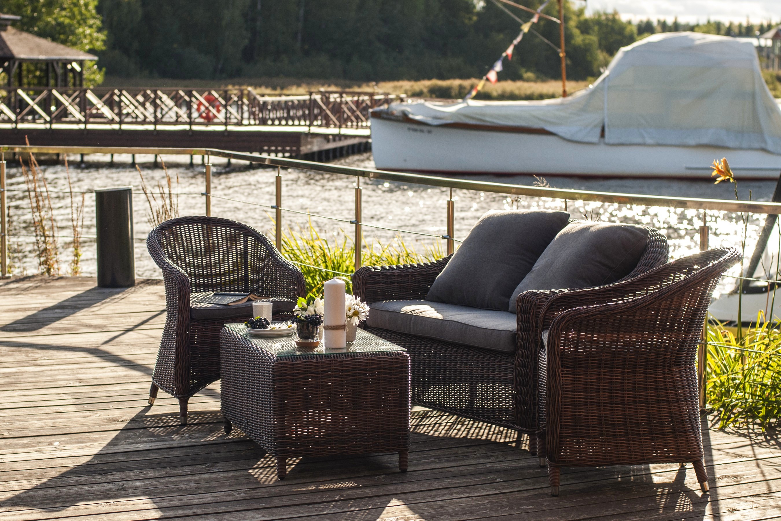 фото "кон панна" диван из искусственного ротанга двухместный, цвет коричневый