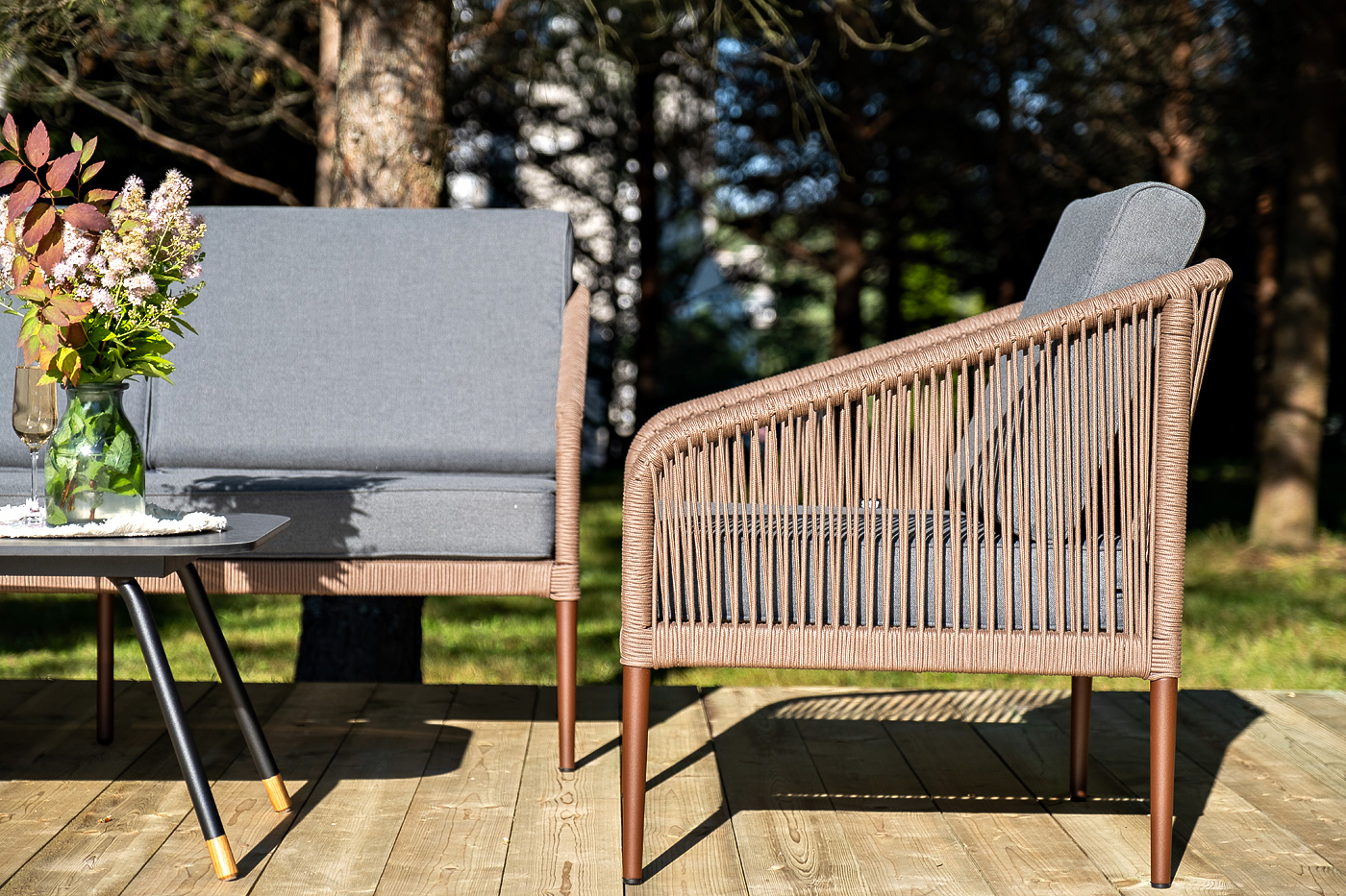 фото "канны" лаунж-зона 5-местная плетеная из роупа (веревки), роуп коричневый