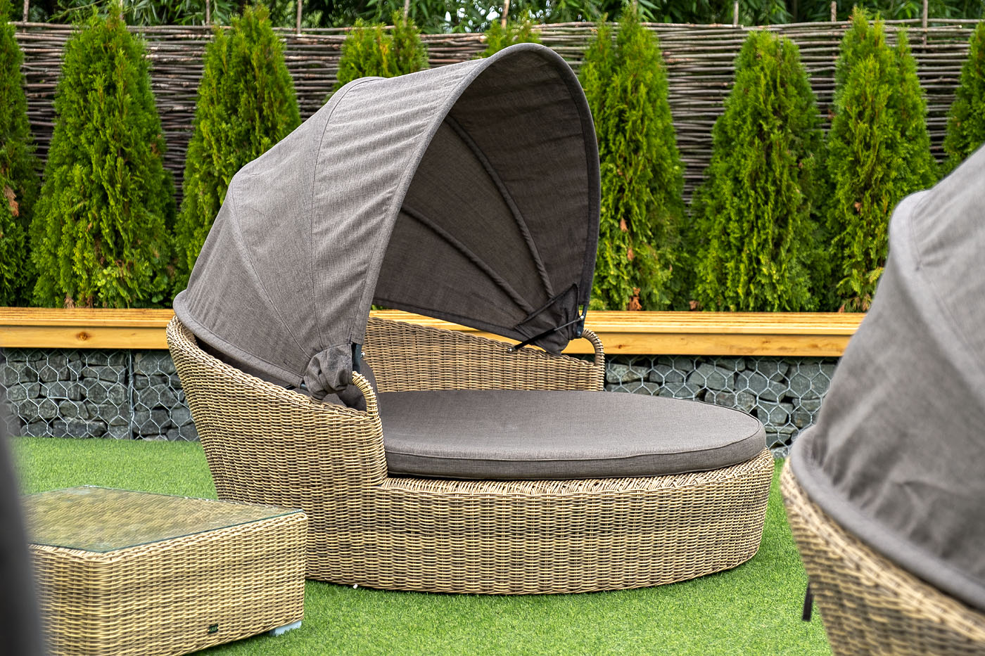 фото "стильяно" плетеная кровать круглая, цвет соломенный