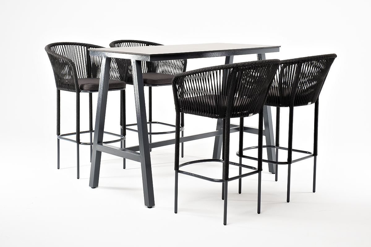 фото "рио" барный комплект на 4 персоны, стол hpl "серый гранит", цвет темно-серый